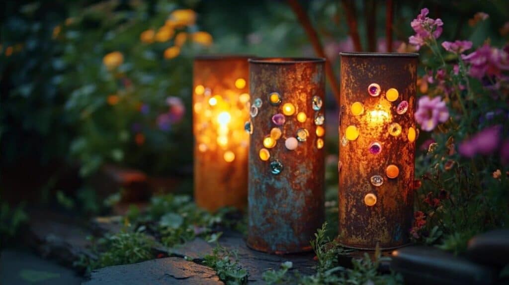 Ces boîtes de conserve rouillées deviennent des lanternes de jardin magiques