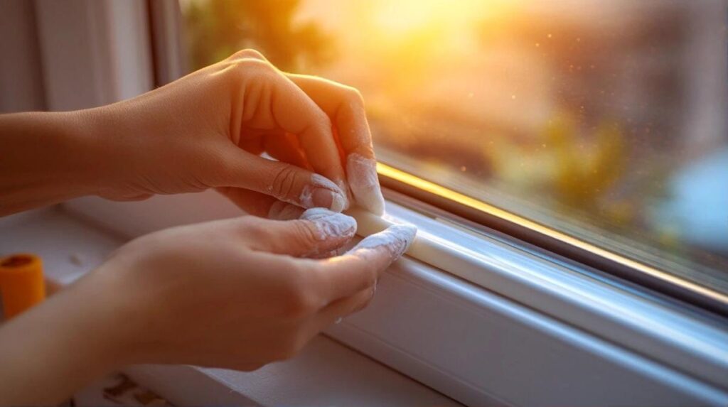 Réparer un joint de fenêtre qui fuit avec du silicone maison et du talc